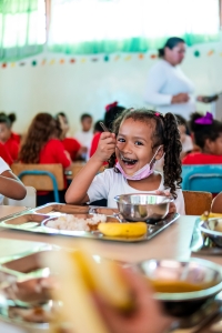 School girl eats her lunch provided by WFP at a school in Miranda municipality, Falcon state, Venezuela.